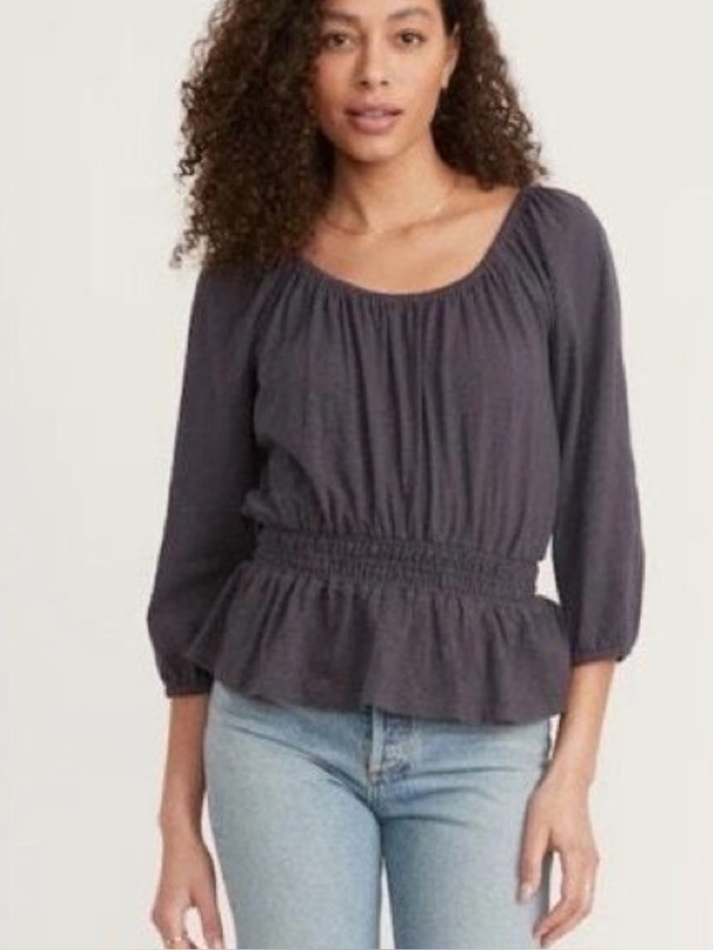 Marine Layer 100% Cotton Long Sleeve Blouse Gray Size Small
